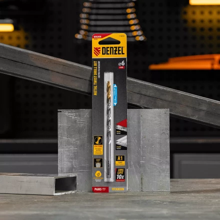 Сверло спиральное по металлу Denzel 6 х 139 мм, Р6М5, Golden Tip, удлиненное, 718256 купить в Екатеринбурге