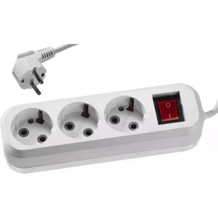 Удлинитель СИБИН электрический, ПВС сечение 0,75кв мм, 3 гнезда, макс мощн 2200Вт, 3м, заземление, выключатель 55036-3 купить в Екатеринбурге