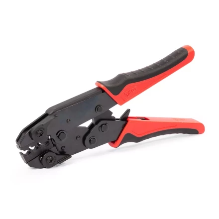 Пресс-клещи КВТ СТО+9 с 9 матрицами МПК для опрессовки разъемов, втулочных, изолированных и неизолированных наконечников (набор) (90778) купить в Екатеринбурге