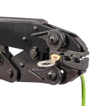 Пресс-клещи КВТ СТО+9 с 9 матрицами МПК для опрессовки разъемов, втулочных, изолированных и неизолированных наконечников (набор) (90778) купить в Екатеринбурге