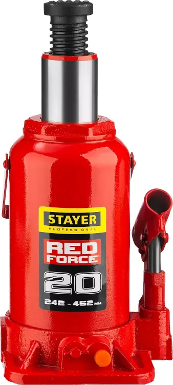 Домкрат гидравлический бутылочный "RED FORCE", 20т, 242-452 мм, STAYER 43160-20 43160-20_z01 купить в Екатеринбурге
