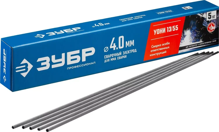 ЗУБР Д 4.0 х 450 мм, 5 кг в коробке, УОНИ 13/55 с основным покрытием, электрод сварочный, Профессионал (40025-4.0) купить в Екатеринбурге