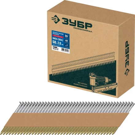 ЗУБР SN34 (D34) 50 х 2.8 мм, реечные гвозди рифленые оцинкованные, 5000 шт (305399-50) купить в Екатеринбурге
