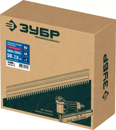 ЗУБР SN34 (D34) 50 х 2.8 мм, реечные гвозди рифленые оцинкованные, 5000 шт (305399-50) купить в Екатеринбурге