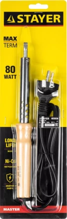 Паяльник STAYER &quot;MASTER&quot; с деревянной рукояткой и долговечным жалом, 80 Вт, клин 55310-80 купить в Екатеринбурге