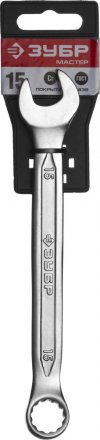 Ключ ЗУБР &quot;МАСТЕР&quot; гаечный комбинированный, Cr-V сталь, хромированный, 15мм 27087-15 купить в Екатеринбурге