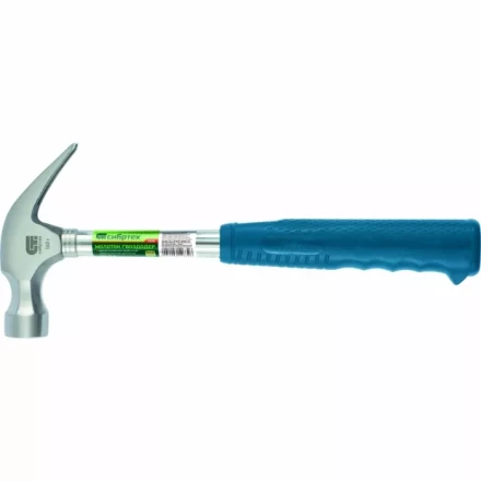 Молоток гвоздодер металлическая трубчатая обрезиненная рукоятка вес 450гр боек 27мм СИБРТЕХ 10436 купить в Екатеринбурге