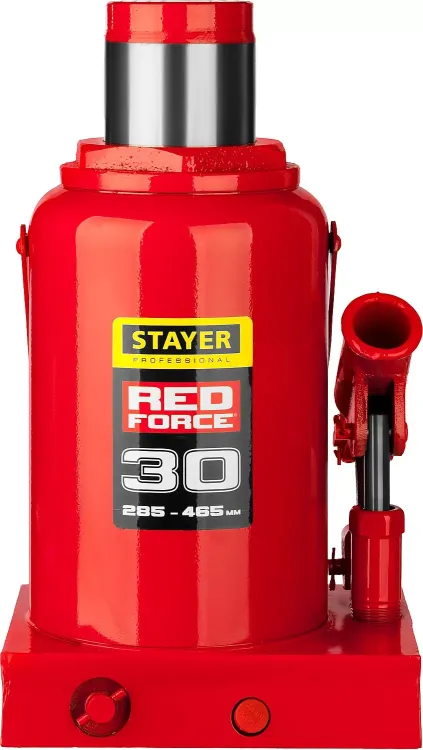 Домкрат гидравлический бутылочный "RED FORCE", 30т, 285-465 мм, STAYER 43160-30 43160-30_z01 купить в Екатеринбурге