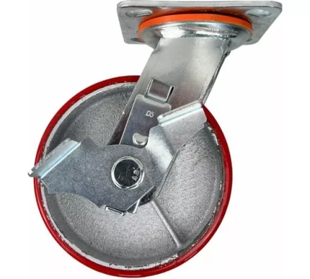 Аппаратное поворотное колесо большегрузное с тормозом HITCH 190*50 полиуретан SCpb80 (SZ085016) купить в Екатеринбурге