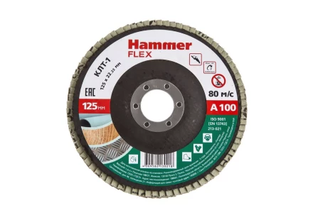 Круг Лепестковый Торцевой (КЛТ) HAMMER КЛТ 1 Ф125х22 Р100 213-021 купить в Екатеринбурге