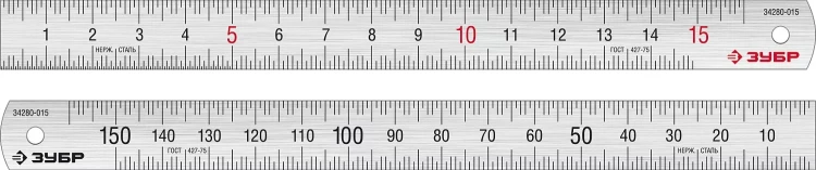 ЗУБР Про-15, длина 0.15 м, усиленная нержавеющая линейка, Профессионал (34280-015) купить в Екатеринбурге