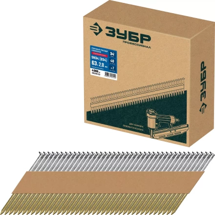 ЗУБР SN34 (D34) 63 х 2.8 мм, реечные гвозди рифленые оцинкованные, 4000 шт (305399-63) купить в Екатеринбурге