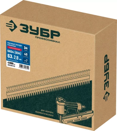 ЗУБР SN34 (D34) 63 х 2.8 мм, реечные гвозди рифленые оцинкованные, 4000 шт (305399-63) купить в Екатеринбурге
