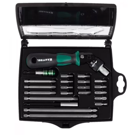 Отвертка KRAFTOOL &quot;EXPERT&quot;, реверсивно-рычажная, с битами и головками, 22шт 25555-H22 купить в Екатеринбурге