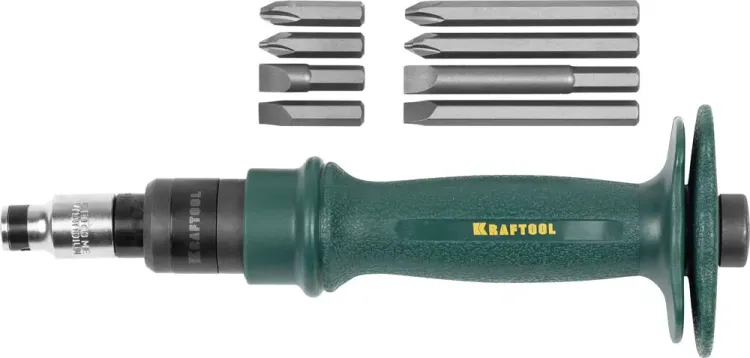 Отвертка KRAFTOOL ударно-поворотная, реверсивная, сменные биты, 8шт, набор 10 предметов 25550-H10 купить в Екатеринбурге
