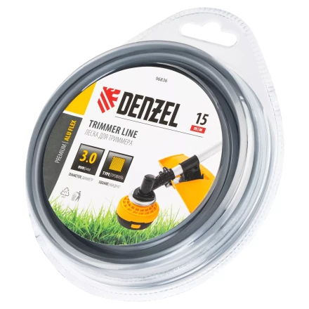 Леска для триммера армированная алюминием квадратная Denzel 3,0мм х 15м, блистер ALUFLEX 96836 купить в Екатеринбурге