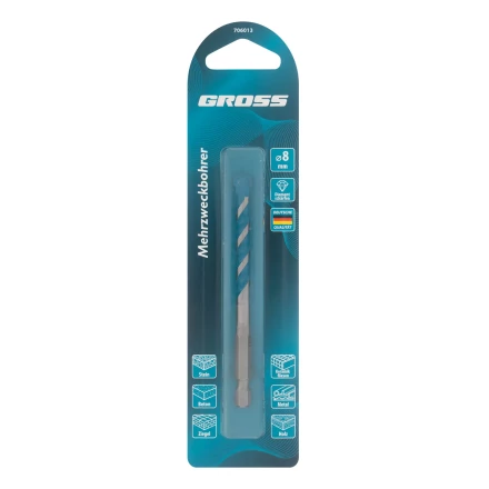 Сверло универсальное Gross, Multipurpose PRO, 6-гр. хвостовик, 8мм, 706013 купить в Екатеринбурге