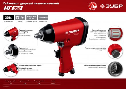Ударный пневмогайковерт МГ-320 64285 серия МАСТЕР купить в Екатеринбурге