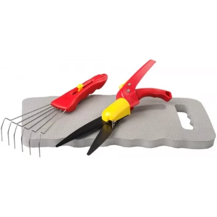 Набор GRINDA садовый, 3 предмета: ножницы для стрижки травы, подколенник, грабельки 8-422035 купить в Екатеринбурге