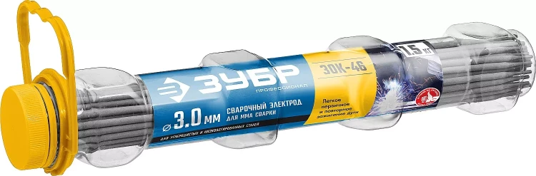 ЗУБР Д 3.0 х 350 мм, 1.5 кг в ПВХ тубе, ЗОК-46 рутил-целлюлозный, электрод сварочный, Профессионал (40031-3.0) купить в Екатеринбурге