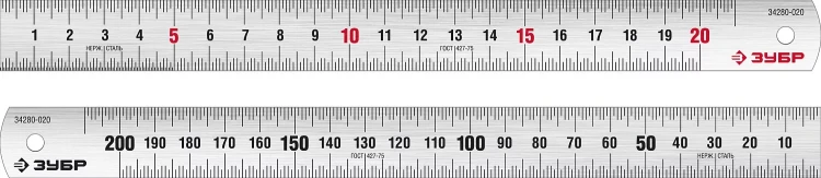 ЗУБР Про-20, длина 0.20 м, усиленная нержавеющая линейка, Профессионал (34280-020) купить в Екатеринбурге