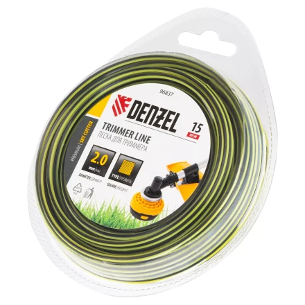 Леска для триммера двухкомпонентная квадратная, 2,0мм х 15м, блистер SkyCutter Denzel 96837 купить в Екатеринбурге