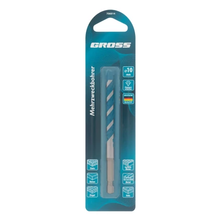 Сверло универсальное Gross, Multipurpose PRO, 6-гр. хвостовик, 10мм купить в Екатеринбурге
