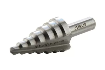 Сверло для металла ступенчатое Ф6-25 мм 7 ступеней ход 4,5 мм Энкор 21625 купить в Екатеринбурге