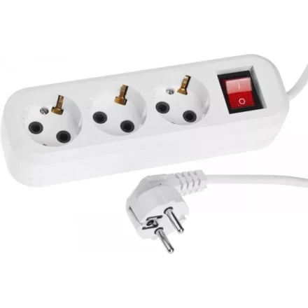 Удлинитель СИБИН электрический, ПВС сечение 0,75кв мм, 3 гнезда, макс мощн 2200Вт, 5м, заземление, выключатель 55036-5 купить в Екатеринбурге