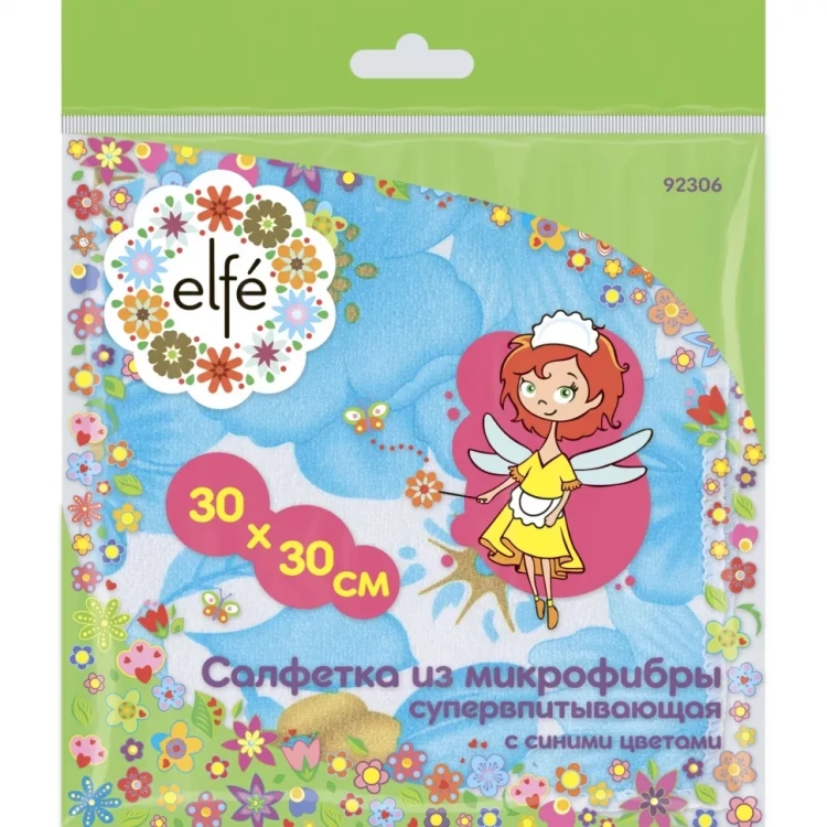 Салфетки из микрофибры с синими цветами 300х300 мм Elfe 92306 купить в Екатеринбурге