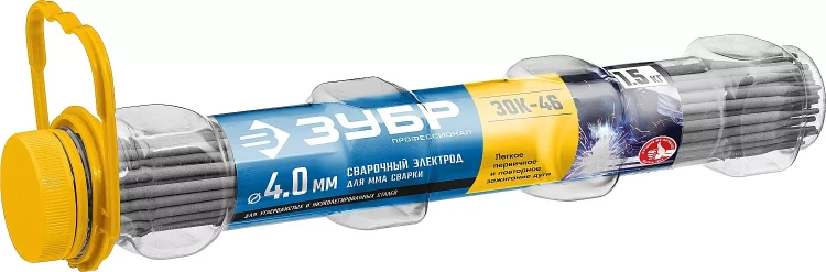 ЗУБР Д 4.0 х 350 мм, 1.5 кг в ПВХ тубе, ЗОК-46 рутил-целлюлозный, электрод сварочный, Профессионал (40031-4.0) купить в Екатеринбурге