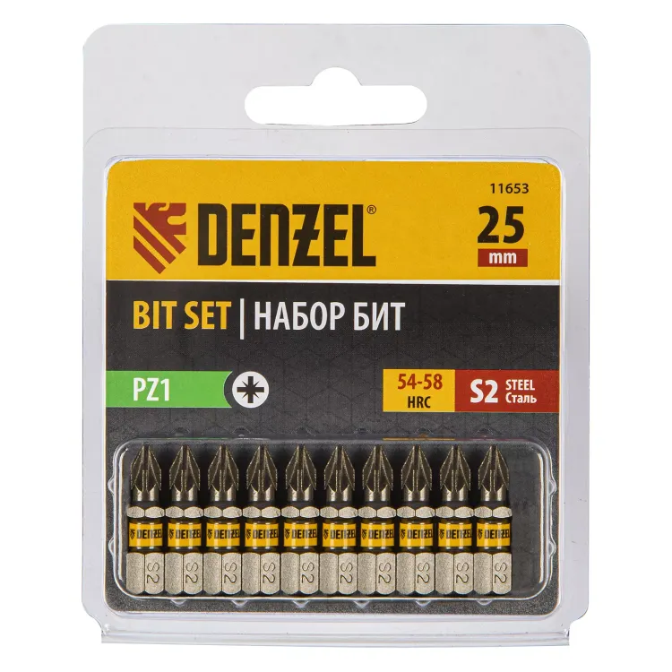 Бита PZ1х25, сталь S2, шестигранный профиль, 10 шт. Е 6,3 Denzel 11653 купить в Екатеринбурге