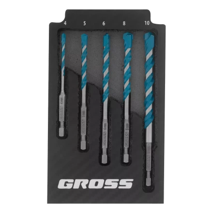 Набор сверл универсальных Gross 706017, Multipurpose PRO, 6-гр. хвостовик, 4-10мм, 5шт купить в Екатеринбурге