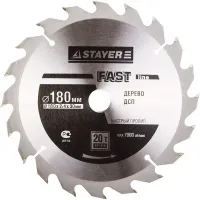 Диск пильный "FAST-Line" по дереву, 180х30мм, 20Т, STAYER 3680-180-30-20