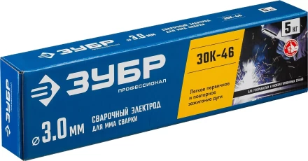 ЗУБР Д 3.0 х 350 мм, 5 кг в коробке, ЗОК-46 рутил-целлюлозный, электрод сварочный, Профессионал (40035-3.0) купить в Екатеринбурге
