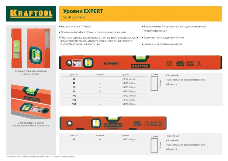 Уровень KRAFTOOL "PROKRAFT-M" коробч. магнит., 2 ампулы, 0,5 мм/м, 400мм 34712-040_z01 купить в Екатеринбурге