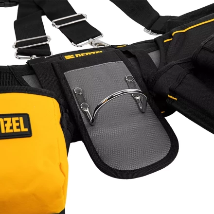 Пояс монтажника усиленный, с лямками, сумки поясные, держатель для молотка// Denzel 90290 купить в Екатеринбурге