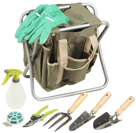 Скамейка GRINDA садовая складная, двухсторонняя, с сумкой и набором инструментов, 7предметов 8-422353-H8_z01 купить в Екатеринбурге