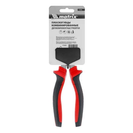 Плоскогубцы комбинированные Matrix, 160 мм, хром-ванадий, двухкомпонентные рукоятки, 17090 купить в Екатеринбурге