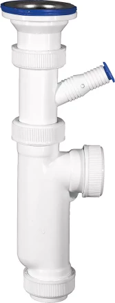 Сифон ЗУБР &quot;МАСТЕР&quot; колбовый для моек и раковин, выпуск - нержавеющая чашка, отвод для стиральной машины 51857 купить в Екатеринбурге