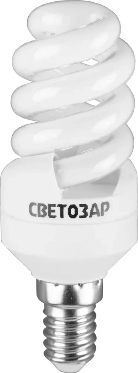 Энергосберегающая лампа СВЕТОЗАР "КОМПАКТ" спираль,цоколь E14(миньон),Т2,теплый белый свет(2700 К), 10000час, 9Вт(45) 44351-09_z01 купить в Екатеринбурге
