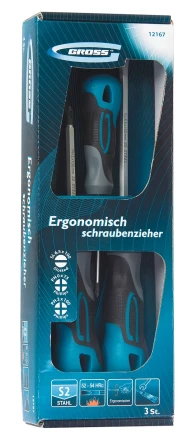 Набор отвёрток комбинированный 3 шт,S2 трехкомпонентная рукоятка GROSS 12167 купить в Екатеринбурге