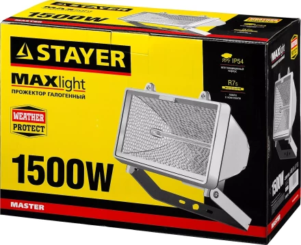 Прожектор STAYER &quot;MASTER&quot; MAXLight галогенный, с дугой крепления под установку, белый, 1500Вт 57107-W купить в Екатеринбурге