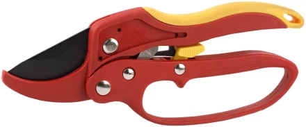 Секатор GRINDA двухкомпонентные ручки, храповый механизм, с эфесом, округлые лезвия с упорной наковальней, 205мм 8-423233_z01 купить в Екатеринбурге