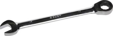 Ключ ЗУБР &quot;ПРОФИ&quot; гаечный комбинированный трещоточный, Cr-V сталь, хромированный, 17мм 27074-17 купить в Екатеринбурге