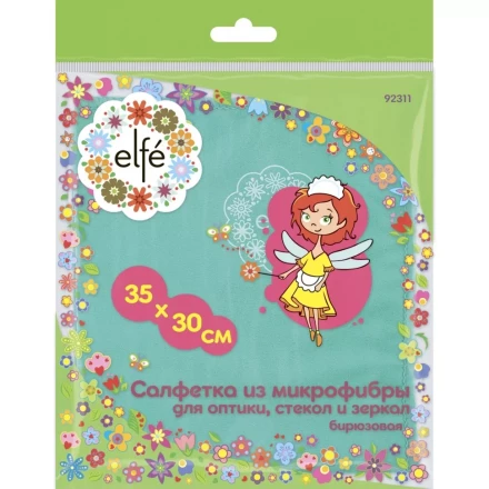 Салфетка из микрофибры для оптики стекол и зеркал бирюзовая 350х300 мм Elfe 92311 купить в Екатеринбурге