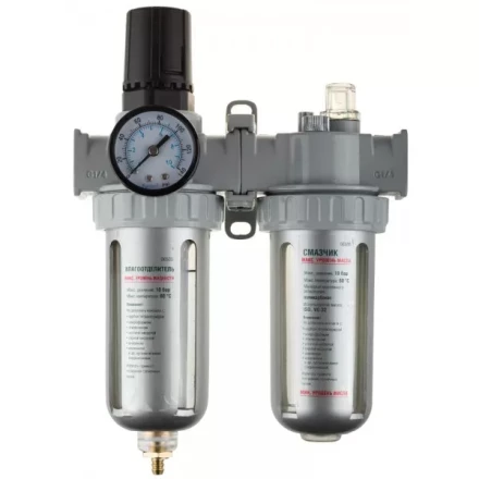 Набор аксессуаров KRAFTOOL &quot;INDUSTRIE QUALITAT&quot; для пневмосистем: манометр, влагоотделитель, смазчик 6505 купить в Екатеринбурге