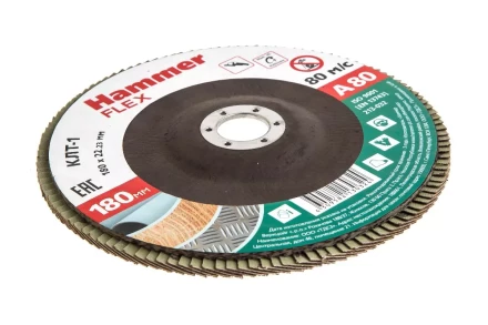Круг Лепестковый Торцевой (КЛТ) HAMMER КЛТ 1 Ф180х22 Р80 213-032 купить в Екатеринбурге
