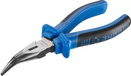 Тонкогубцы изогнутые ЗУБР эксцентриковое расположение шарнира, особостойкое спец. покрытие Н12Х1 (никель/хром), двухкомпонентные рукоятки, 160мм 2201-4-16_z01 купить в Екатеринбурге