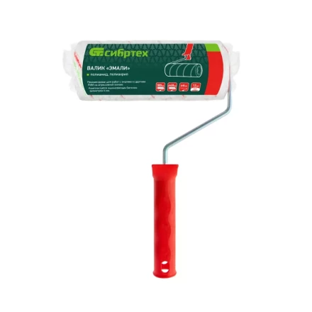 Валик &quot;Эмали&quot; , 180 мм, ворс 12 мм, D - 48 мм, D ручки - 6 мм, полиамид, полиакрил Сибртех 80196 купить в Екатеринбурге